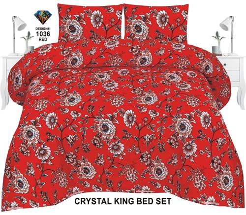 Diamond Crystal King-Size Bed Sheet in Red – Luxury Redefined!