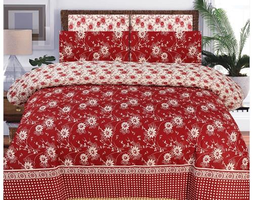 Gul Ahmed By Bedding King-Size Bed Sheet Set - Red