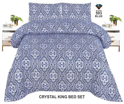 Diamond Crystal King-Size Bed Sheet in Blue – Elegance Meets Comfort!
