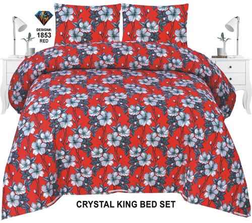 Diamond Crystal King-Size Bed Sheet in Red – Luxury Redefined!