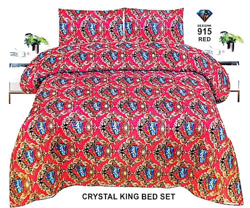 Diamond Crystal King-Size Bed Sheet in Red – Luxury Redefined!