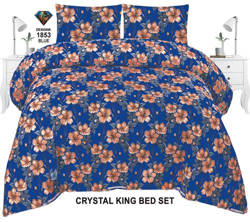 Diamond Crystal King-Size Bed Sheet in Blue – Elegance Meets Comfort!