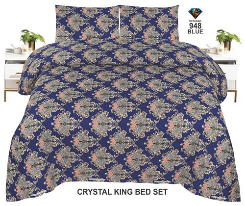 Diamond Crystal King-Size Bed Sheet in Blue – Elegance Meets Comfort!