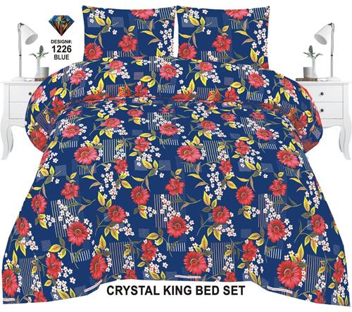 Diamond Crystal King-Size Bed Sheet in Blue – Elegance Meets Comfort!