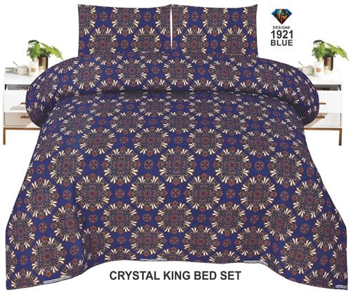 Diamond Crystal King-Size Bed Sheet in Blue – Elegance Meets Comfort!